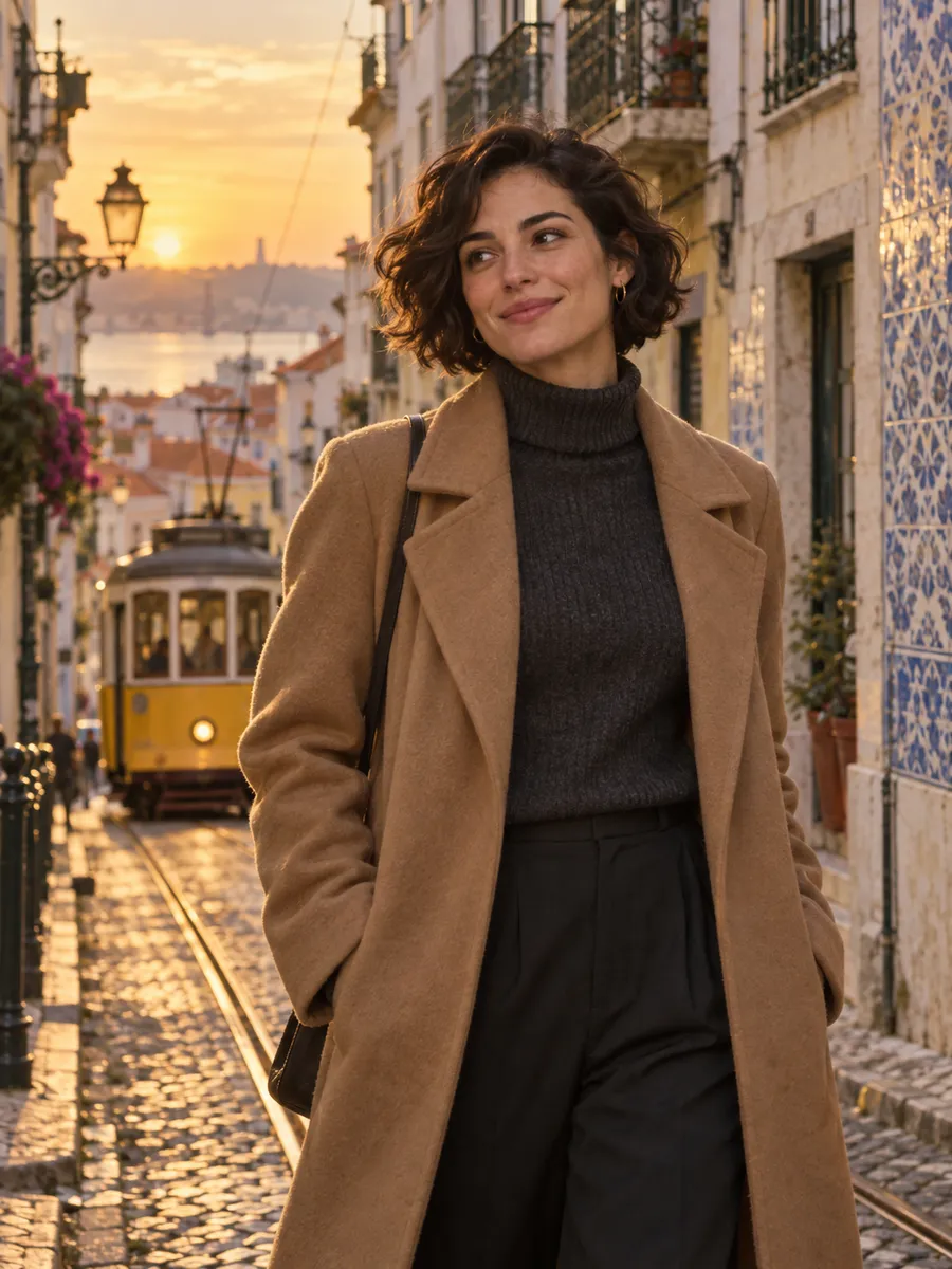EroLove, AI girlfriend: AI-generated illustration, Semi-realistic illustration of an adult woman with short, curly brown hair
